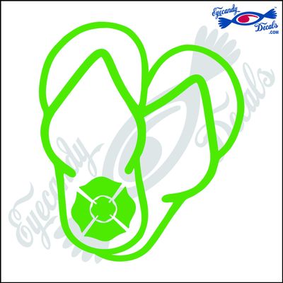 Eyecandy Decals FIRE Fighter Sandals 5" Decal Sticker Lime Green