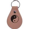 Personalized Engraved Ying Yang Genuine Custom Leather 3-inch Customizable Keychain view 1