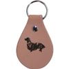 CustomGiftsNow Personalized Engraved Dachshund/Wiener Longhair Genuine Custom Leather 3-inch Customizable Keychain view 1