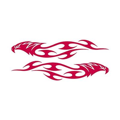 Decorative Decal - Pair of Tribal Eagle Flames 9" x 3.75" - Red - Vinyl Sticker
