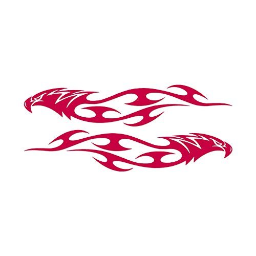 Decorative Decal - Pair of Tribal Eagle Flames 9" x 3.75" - Red - Vinyl Sticker
