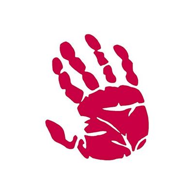 Handprint Palm - Vinyl Decal Sticker - 3.1" x 3.75" - Red