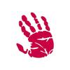 Handprint Palm - Vinyl Decal Sticker - 3.1" x 3.75" - Red view 1