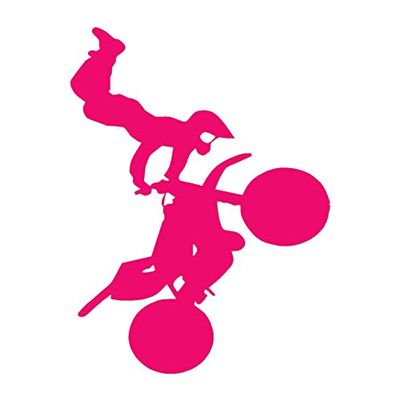 Motocross Dirt Bike - Vinyl Decal Sticker - 3.75" x 5" - Hot Pink