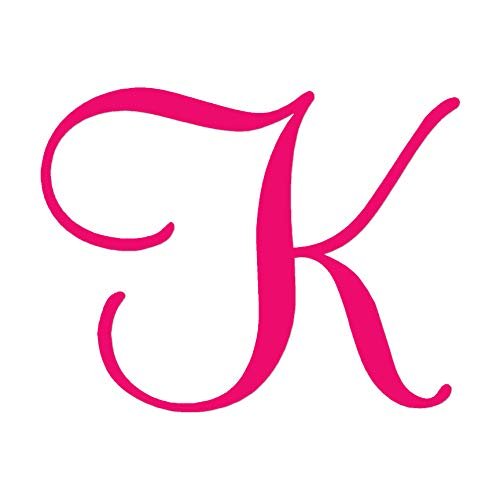 Decorative Decal - Mural Cursive Font K Initial - 4.8" x 3.75" - Hot Pink - Vinyl Sticker