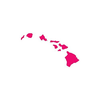 Hawaiian Islands Hawaii - Vinyl Decal Sticker - 6.45" x 3.75" - Hot Pink