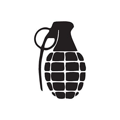 Grenade Explosive Military - Vinyl Decal Sticker - 2.5" x 3.75" - Black