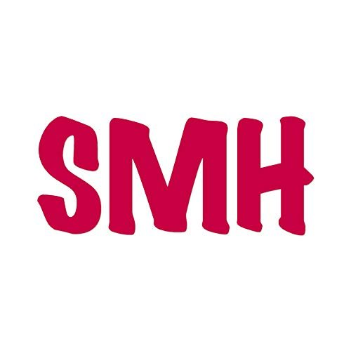 SMH Shake My Head - Vinyl Decal Sticker - 8.75" x 3.75" - Red