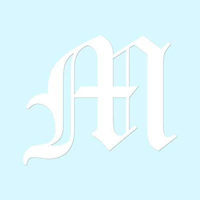 Old English Font M Initial - Vinyl Decal Sticker - 4.45" x 3.75" - White