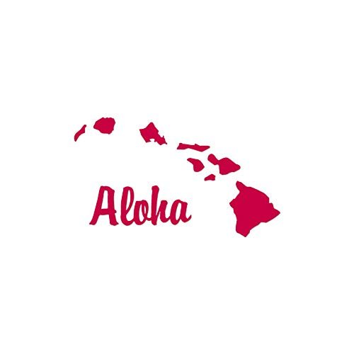 Aloha Hawaiian Island - Vinyl Decal Sticker - 6.45" x 3.75" - Red