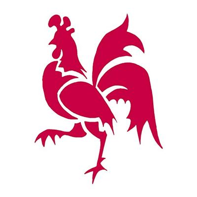 Tribal Rooster Chicken - Vinyl Decal Sticker - 3.75" x 5" - Red