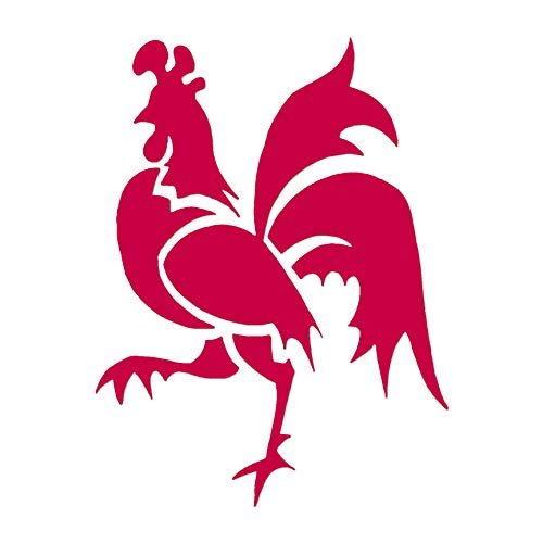 Tribal Rooster Chicken - Vinyl Decal Sticker - 3.75" x 5" - Red