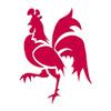 Tribal Rooster Chicken - Vinyl Decal Sticker - 3.75" x 5" - Red view 1