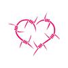 Decorative Decal - Barbed Wire Heart 4.4" x 3.75" - Hot Pink - Vinyl Sticker view 1