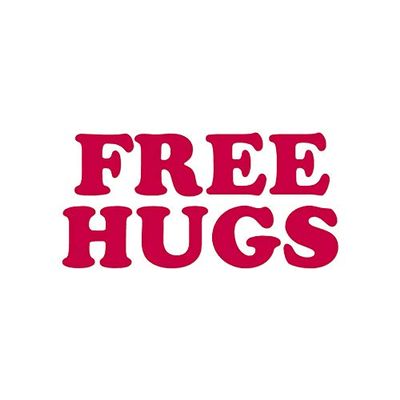 Free Hugs - Vinyl Decal Sticker - 7.65" x 3.75" - Red