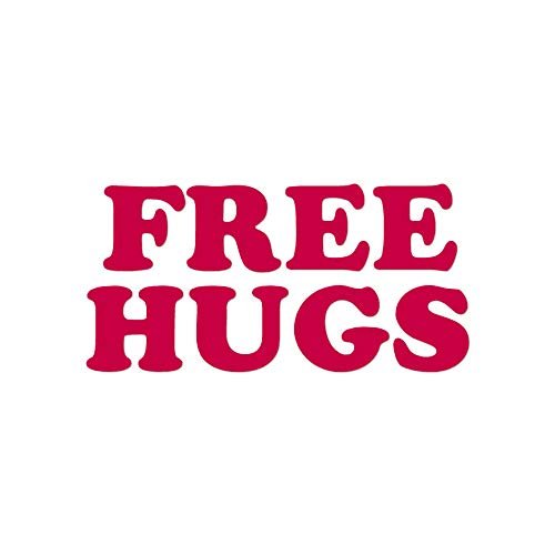 Free Hugs - Vinyl Decal Sticker - 7.65" x 3.75" - Red