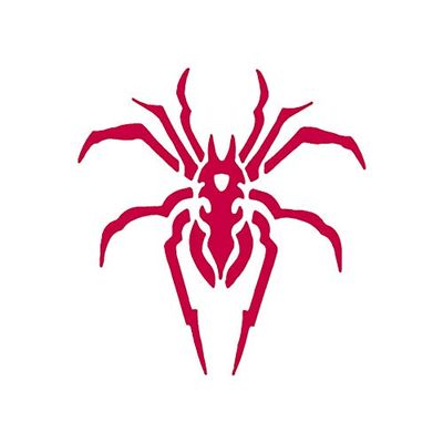 Tribal Spider Art - Vinyl Decal Sticker - 3.75" x 4" - Red