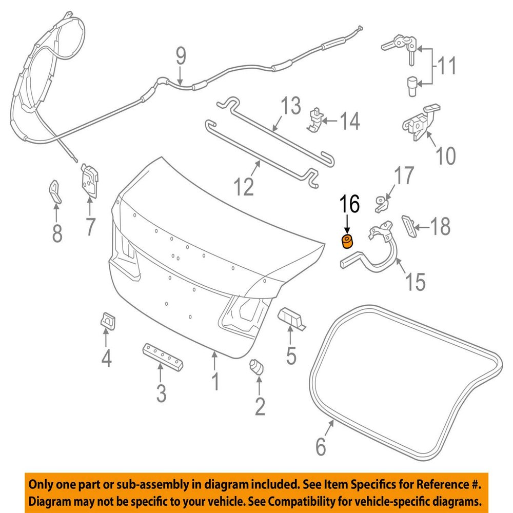 Genuine Honda 74822-T2A-000 Trunk Hinge Cushion