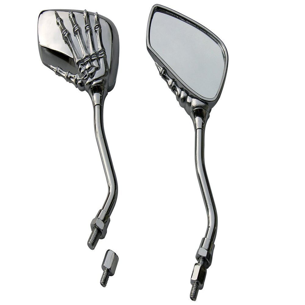 MotorToGo CHROME SKULL HAND SKELLINGTON REARVIEW MOTORCYCLE MIRRORS Compatible for 2006 Honda Shadow VLX 600 VT600CD Deluxe