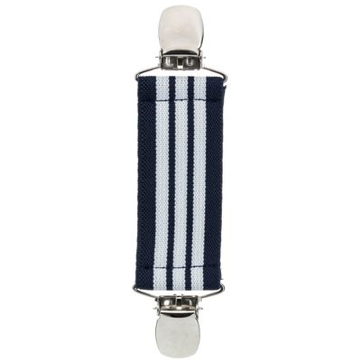 Elastic Scarf and Hat Clips Attacher with Extra Heavy Clips - Navy Stripe