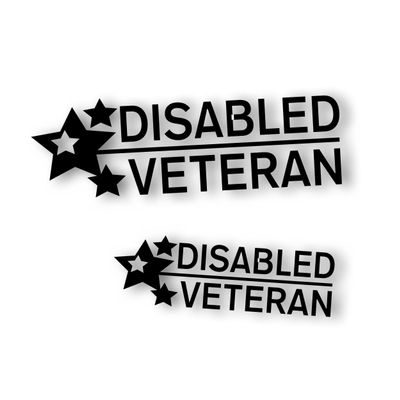 2X Disabled Veteran Decal for Windshield of Military Armed Forces Army Vet Car Truck Bumper Sticker 3 1/4 x 10 and 7 1/4 x 2 1/4 Inch Black 3M Vinyl