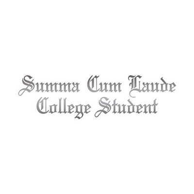 Summa Cum Laude College Student - Vinyl Decal Sticker - 9" x 2.5" - Silver