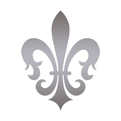 Fleur De Lis Art - Vinyl Decal Sticker - 3.75" x 4.75" - Silver