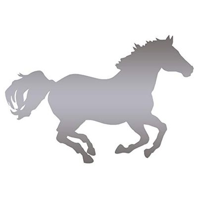 Horse Mustang Running - Vinyl Decal Sticker - 5.5" x 3.75" - Silver