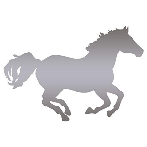Horse Mustang Running - Vinyl Decal Sticker - 5.5" x 3.75" - Silver