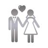 Stick Figure Bride Groom Marriage - Vinyl Decal Sticker - 3.75" x 4.5" - Silver view 1