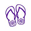 Tropical Hibiscus Flip Flops - Vinyl Decal Sticker - 3.75" x 4.15" - Purple view 1