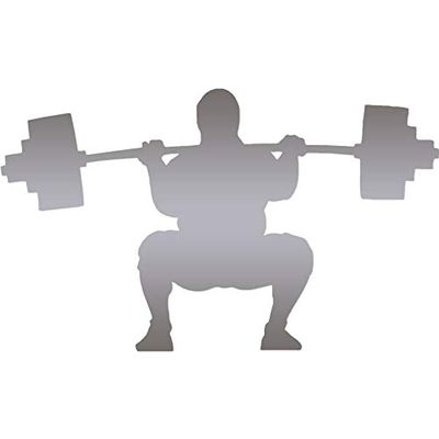 Weight Lifting Powerlifting - Vinyl Decal Sticker - 6.25" x 3.75" - Silver