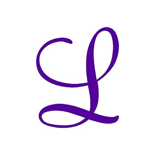 Mural Cursive Font L Initial - Vinyl Decal Sticker - 3.1" x 3.75" - Purple