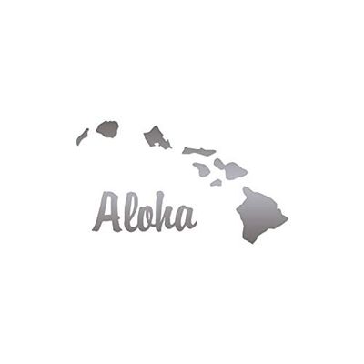 Aloha Hawaiian Island - Vinyl Decal Sticker - 6.45" x 3.75" - Silver
