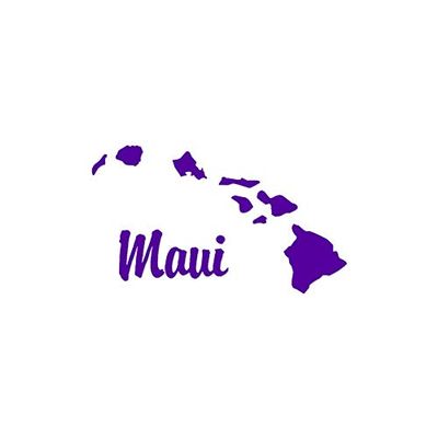 Maui Hawaiian Island - Vinyl Decal Sticker - 6.45" x 3.75" - Purple