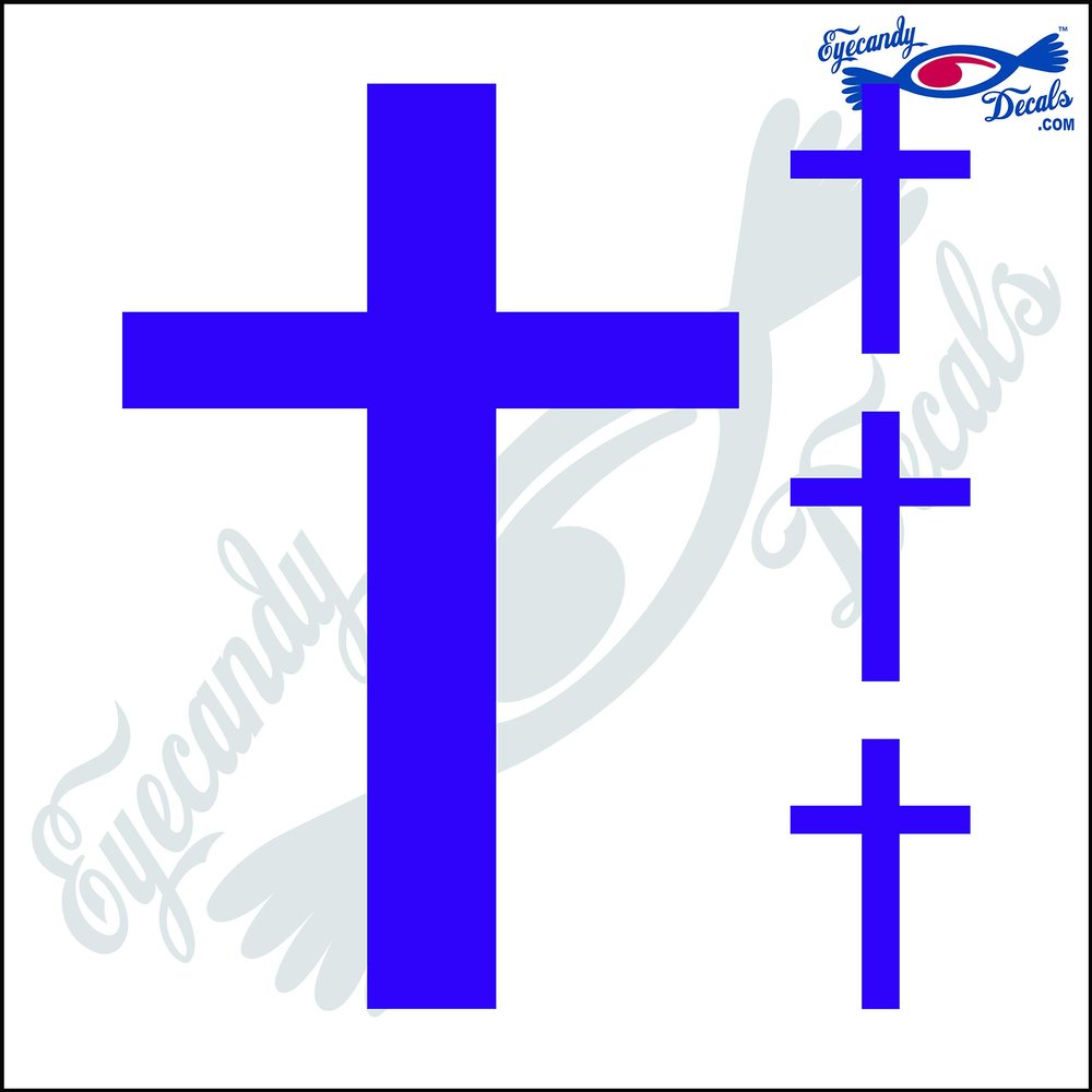 Eyecandy Decals Cross Plain 6" Plus 3 Small Decal Sticker Purple