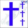 Eyecandy Decals Cross Plain 6" Plus 3 Small Decal Sticker Purple view 1