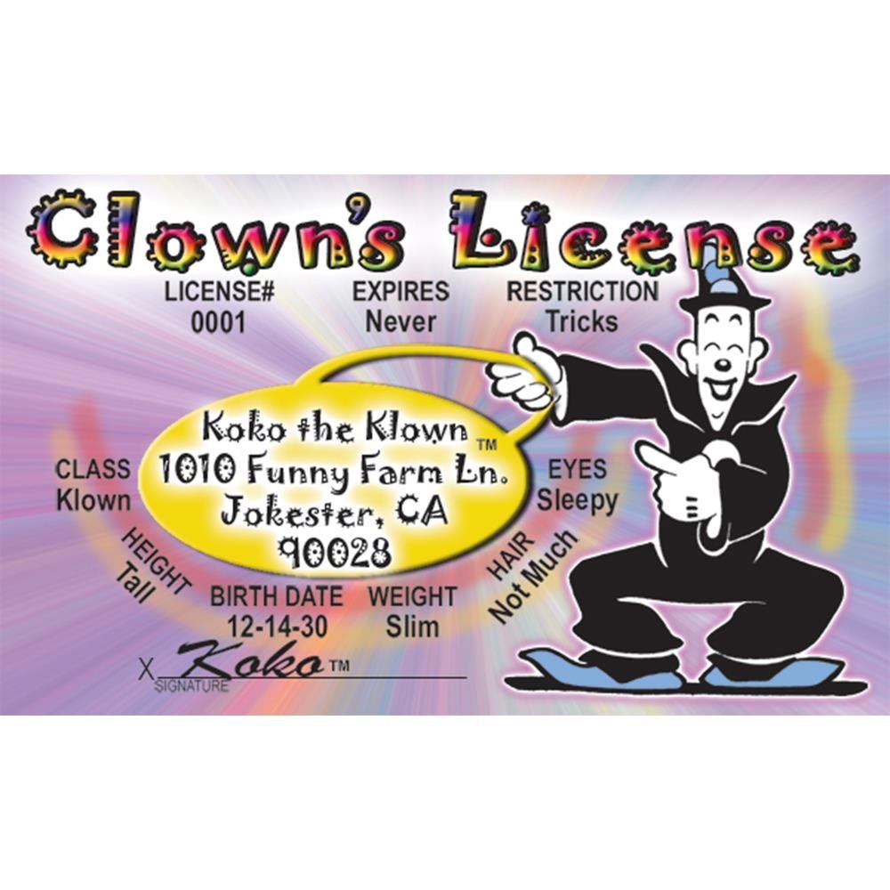 Signs 4 Fun Parody Drivers License | Coco Clown Stan ID | Fake ID Novelty Card | Collectible Trading Card Drivers License | Novelty Gift for Holidays | Made in The USA