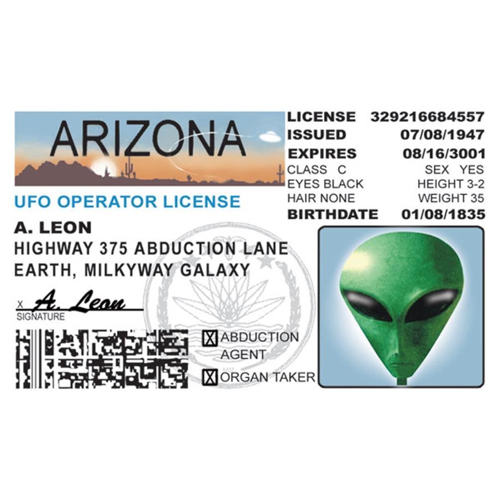 Signs 4 Fun Parody Drivers License | AZ Alien ID | Fake ID Novelty Card | Collectible Trading Card Drivers License | Novelty Gift for Holidays | Made in The USA