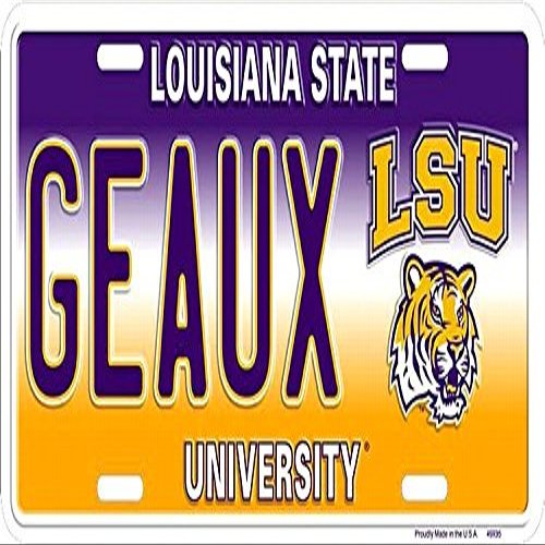 Signs 4 Fun Parody License Plate | Louisiana State Tigers Geaux | 12 x 6 Decorative License Plate | Decoration Plate for Vehicle/Wall | Man Cave Decorations | Made in The USA