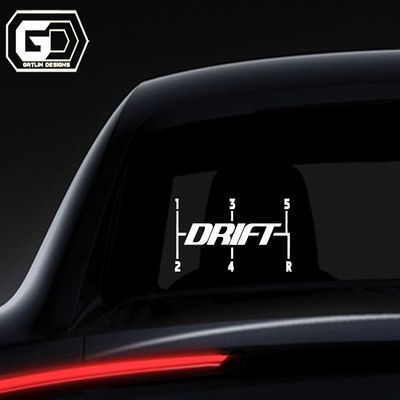Drift Shift Knob Typography White 6" Vinyl Car Truck SUV Apple Mac Book Laptop Wall Electronics Surface