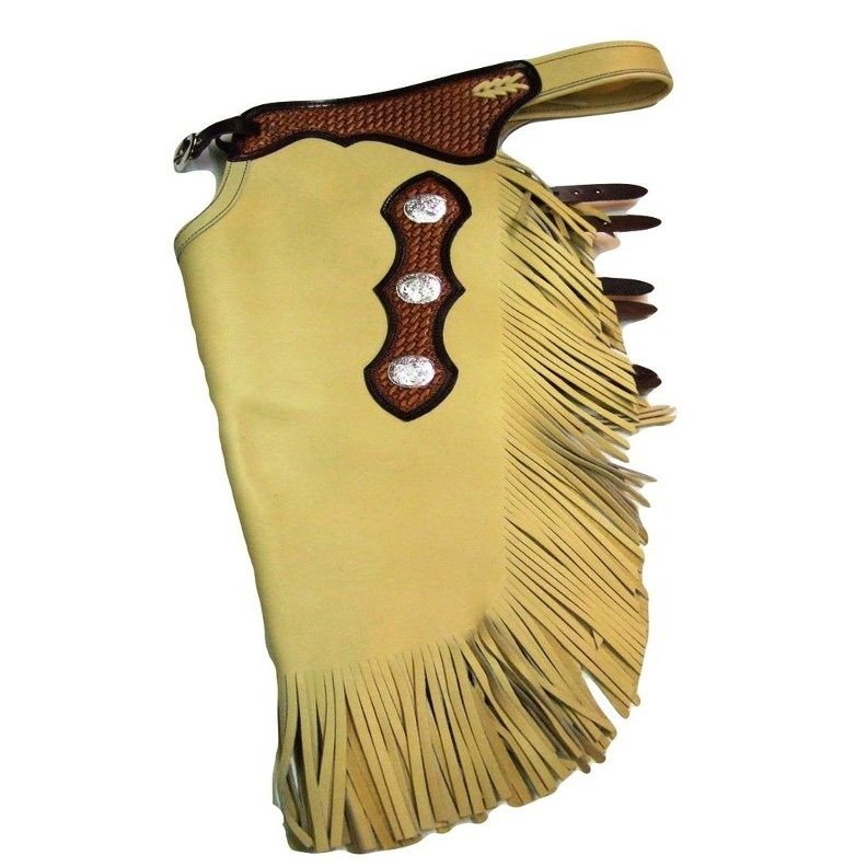 B Bar B Western Chaps Deluxe Buckle Strap L Buckskin 05-05-0081