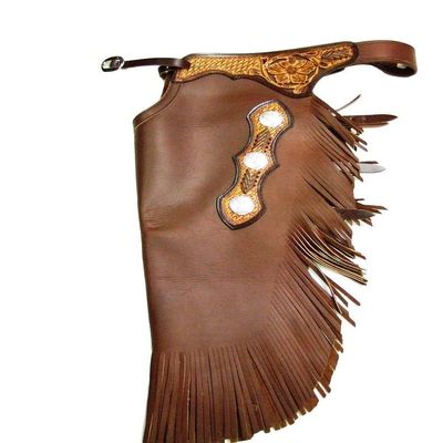 B Bar B Western Chaps Deluxe Buckle Strap Floral S Rust 05-05-0072