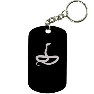 Personalized Engraved Custom Snake 2-inch Colored Anodized Aluminum Customizable Keychain Dog Tag, Black
