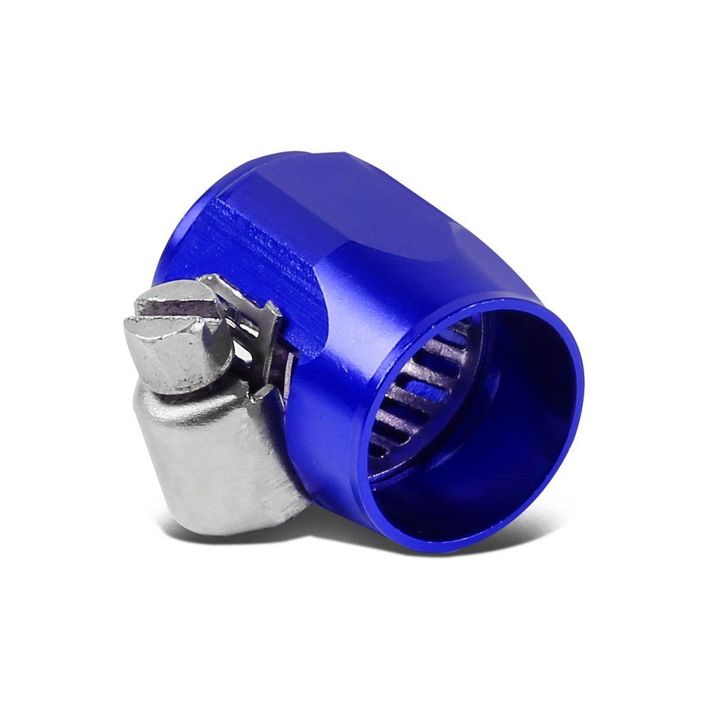 Auto Dynasty 6AN AN-6 Push on Hose End Cover Clamp Adapter Aluminum Anodize Fitting (Blue)