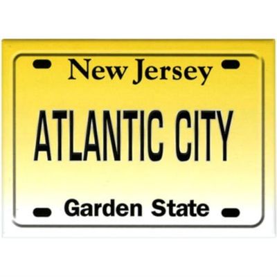 Atlantic City New Jersey License Plate Fridge Collector's Souvenir Magnet 2.5" X 3.5"