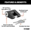 CURT 23521 Black Trailer Tongue Coupler Lock, 1/4-Inch Pin Diameter, Up to 3/4-Inch Span view 3