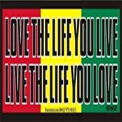 Peace Resource Project Love The Life You Live, Live The Life You Love - Bob Marley - Small Magnetic Bumper Sticker/Decal Magnet (7" X 1.5")