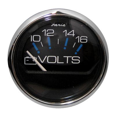 1 - Faria Chesapeake Black SS 2" Voltmeter (10-16 VDC)