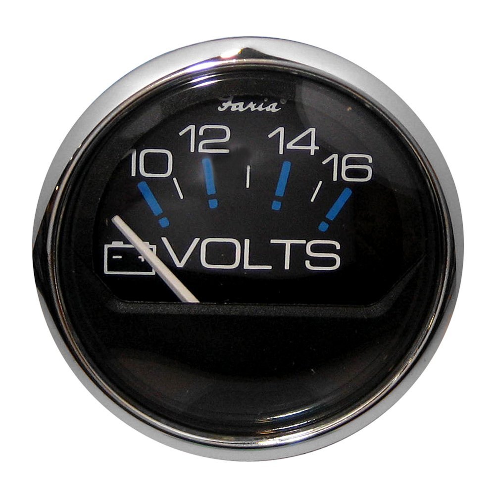 1 - Faria Chesapeake Black SS 2" Voltmeter (10-16 VDC)